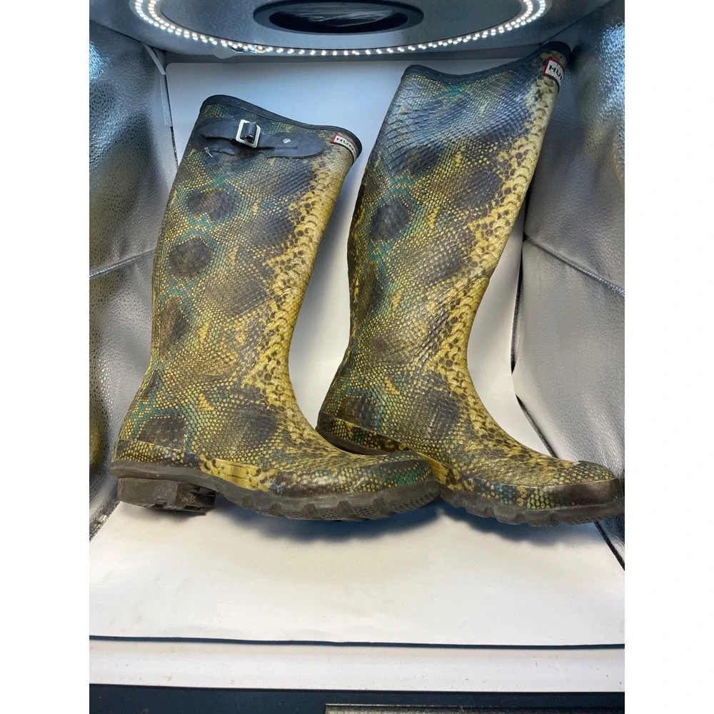 NEW Hunter Multicolor Carnaby Snake Side Buckle Rain Boot Size 6‎